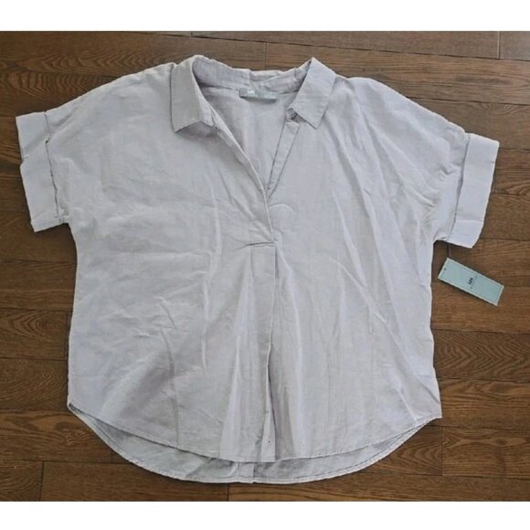 Lee Riders purple short sleeve linen blend top size XL - Picture 1 of 11
